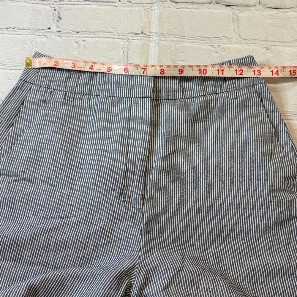 Zara Basic Linen Blend Pinstripe Trouser